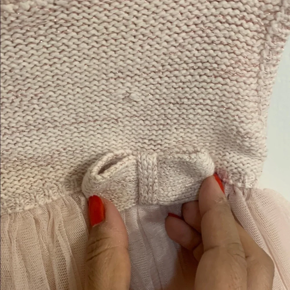 First Impressions Beautiful Pink Knit and Tulle Baby Dress in Sz 18 mos